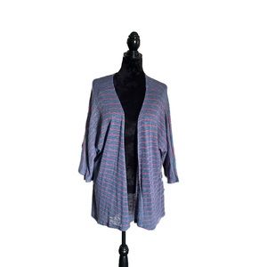LuLaroe Blue and Red Striped Oversized Cardigan